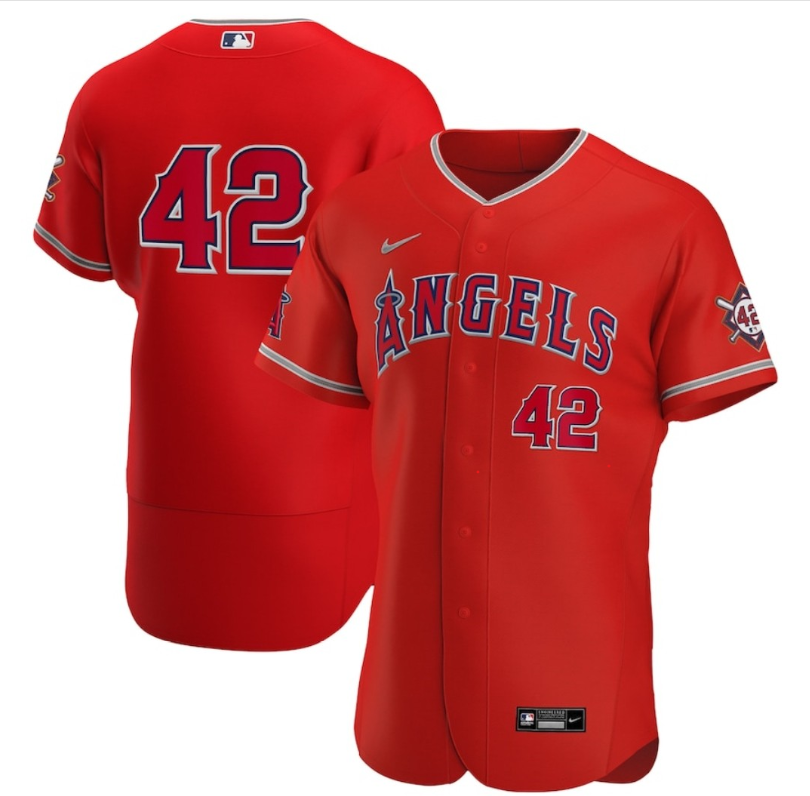 Men's Los Angeles Angels #42 Reid Detmers Red Alternate 2020 Authentic Player Baseball Jersey